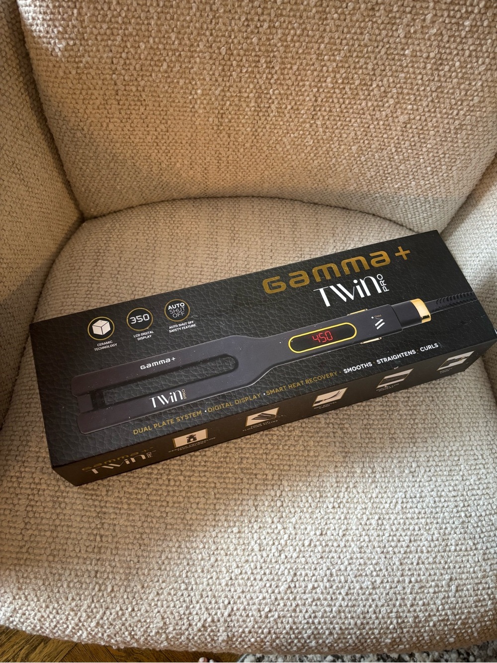 Gamma+ Twin Pro Flat Iron - Black with Gold Accents